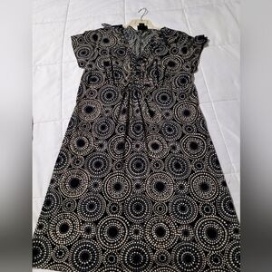 Lane Bryant Black and Cream Circle Midi Dress
